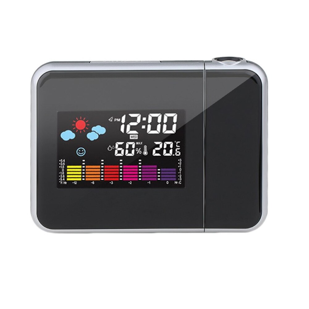 Black digital projection alarm clock with illuminated time display by My Store