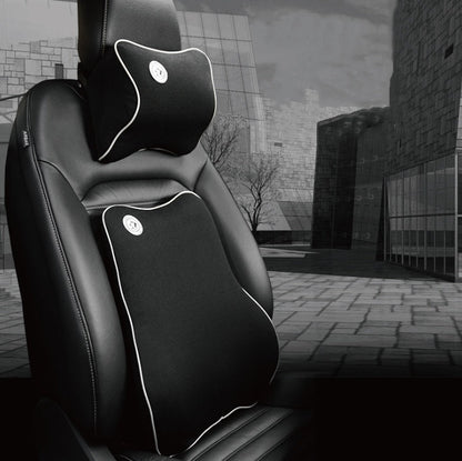 Car memory foam cushion in black, contoured seat support for vehicle interiors