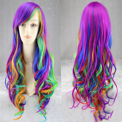 Colorful rainbow gradient hairstyle with vibrant multicolor tones and blended hues