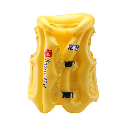 Children's swimming suit life jacket with colorful swimwear design, front view