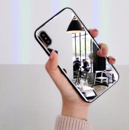 iPhone X mirror phone case with makeup mirror, compatible with iPhone 7/8 Plus, glass self-timer cover