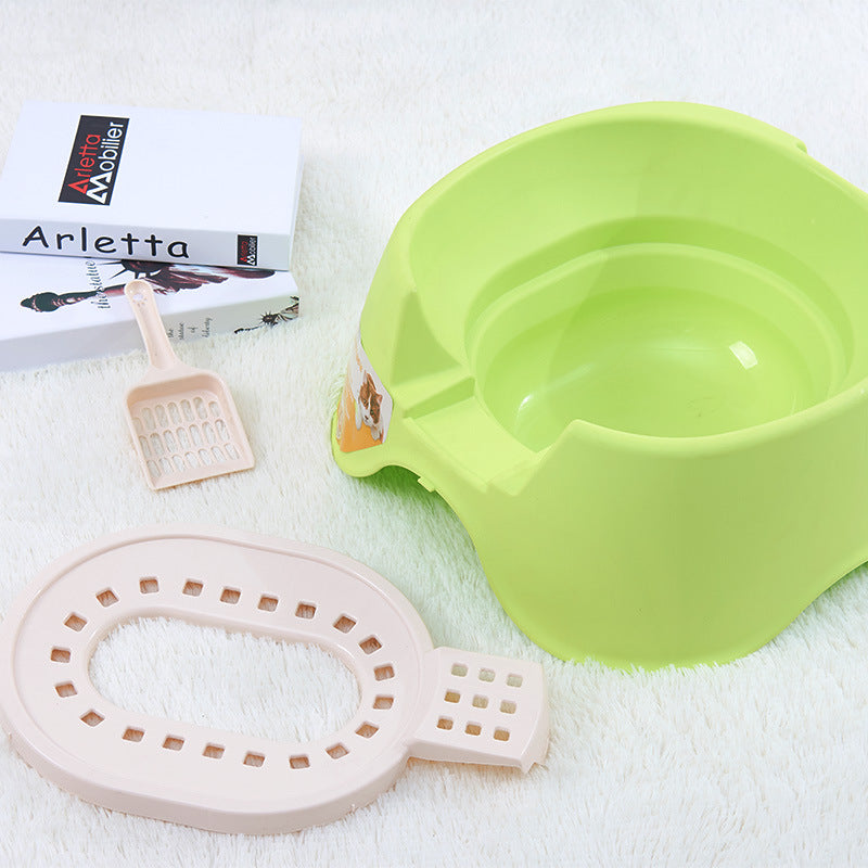 Spillproof semi-enclosed oversize cat litter pan with high sides and front entry