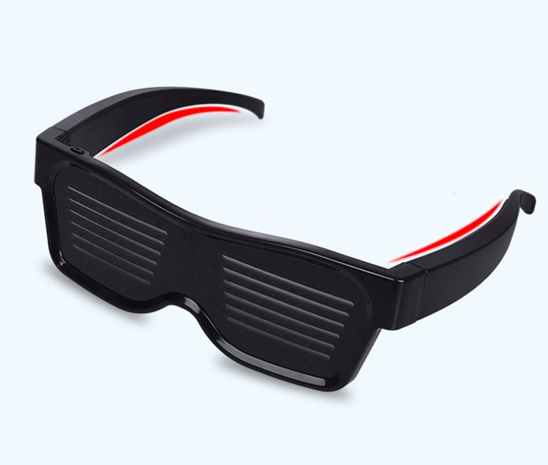 Multicolor party LED glasses with dynamic flashing lights on clear eyewear frames