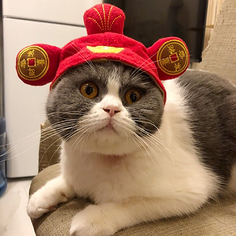 Funny pet dog cat costume warm hat photo prop headwear in a playful design