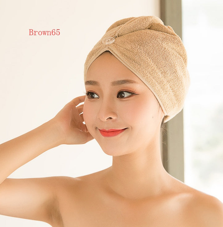Women's absorbent hair dryer cap and dry hair towel in soft, wraparound design