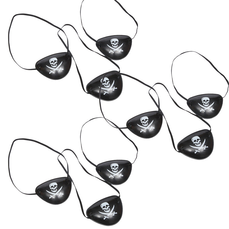 Halloween pirate blindfold, black fabric eye patch with skull and crossbones design