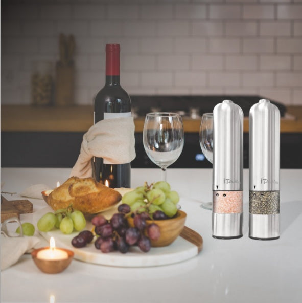 Stainless steel electric kitchen grinder with compact design for food preparation