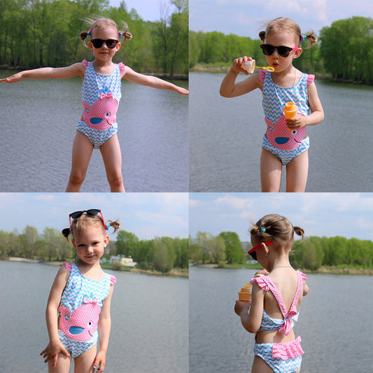 Baby girls watermelon one-piece swimsuit for swimming, beach, and bathing costume