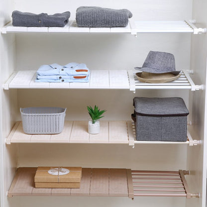 Space-saving adjustable wall-mounted kitchen storage rack for organized closet storage
