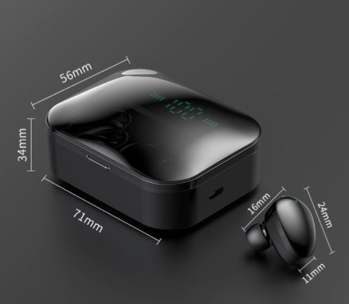 TWS Bluetooth wireless earphones with microphone, compact in-ear headphones in charging case