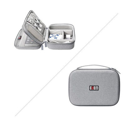 Digital storage bag, multifunctional headset digital storage box in black and gray with protective compartments