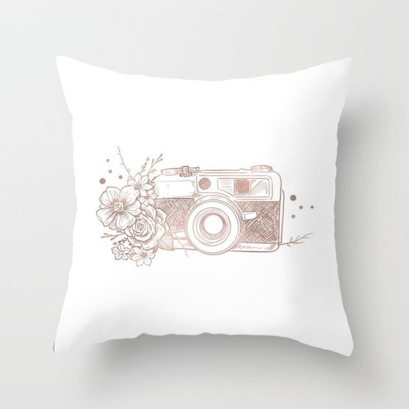 Pink sofa cushion pillowcase, soft fabric cover shown flat for home decor my store