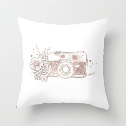 Pink sofa cushion pillowcase, soft fabric cover shown flat for home decor my store