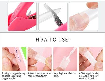 500 French nails, close-up view of classic French-style nail tips in assorted sizes
