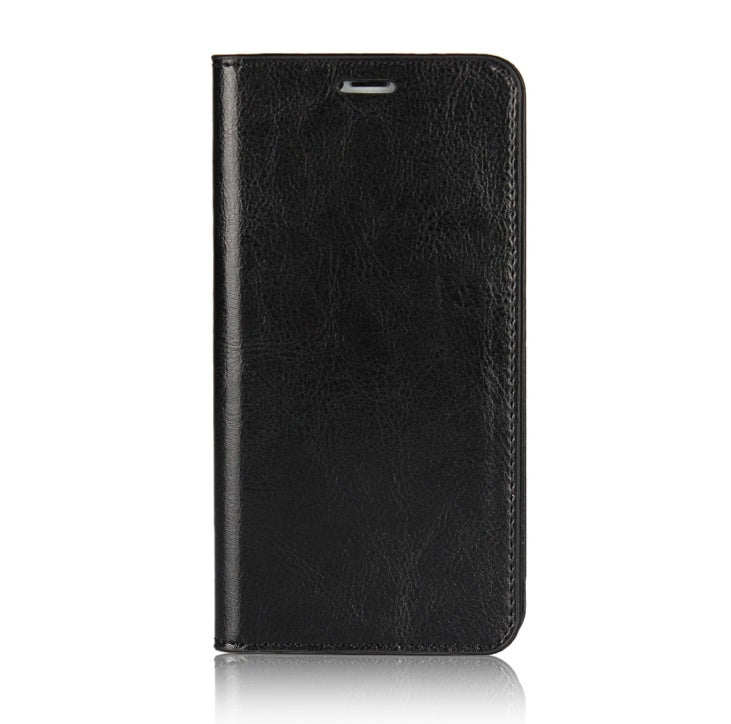 Black leather flip case cover for Apple iPhone X and iPhone 7 Plus mobile phones