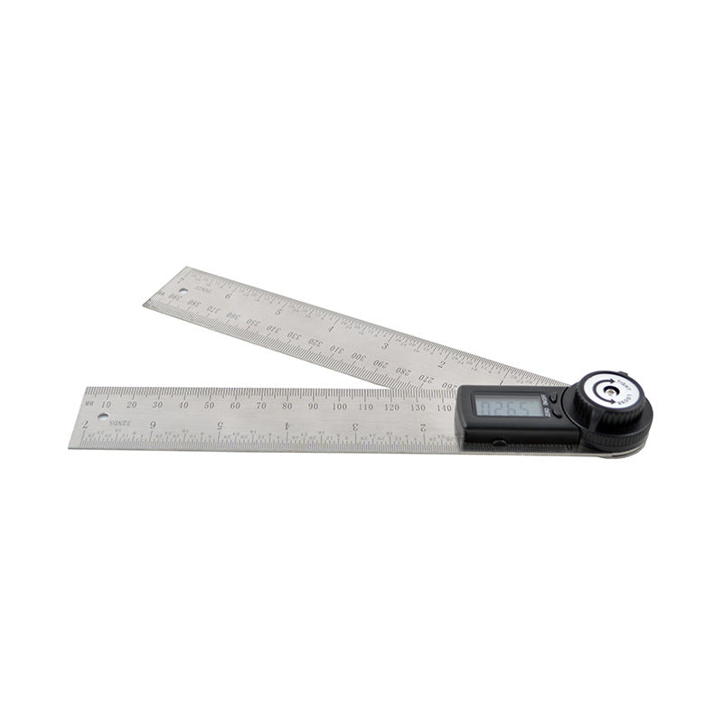 Electronic digital display angle ruler showing angle measurement on its LCD screen