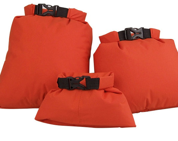 Waterproof dry bags in assorted sizes for keeping gear dry outdoors