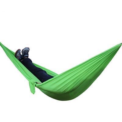 Portable nylon parachute backpacking hammock, outdoor double hammock with durable suspension straps