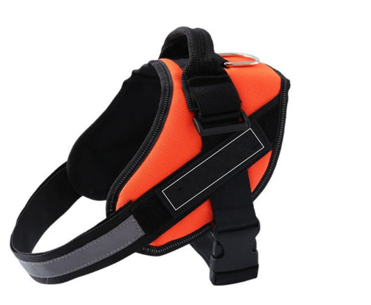 Adjustable dog vest harness with custom ID patch for outdoor walking