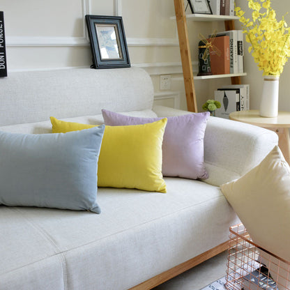 Velvet throw pillow for sofa in a soft, textured design