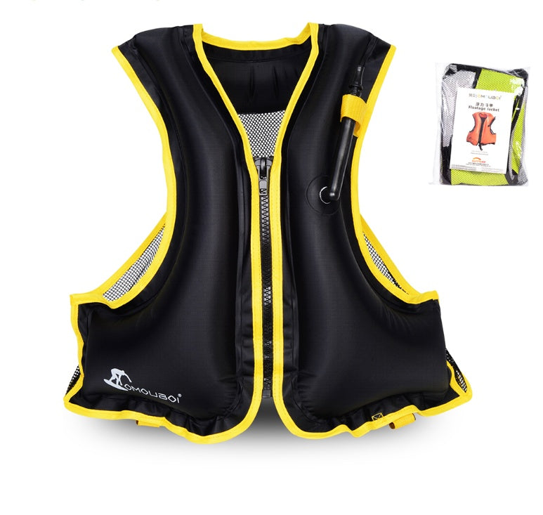 Swimming life vest life jacket, Type 0, shown front-facing with adjustable straps and bright flotation panels
