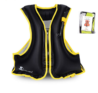Swimming life vest life jacket, Type 0, shown front-facing with adjustable straps and bright flotation panels
