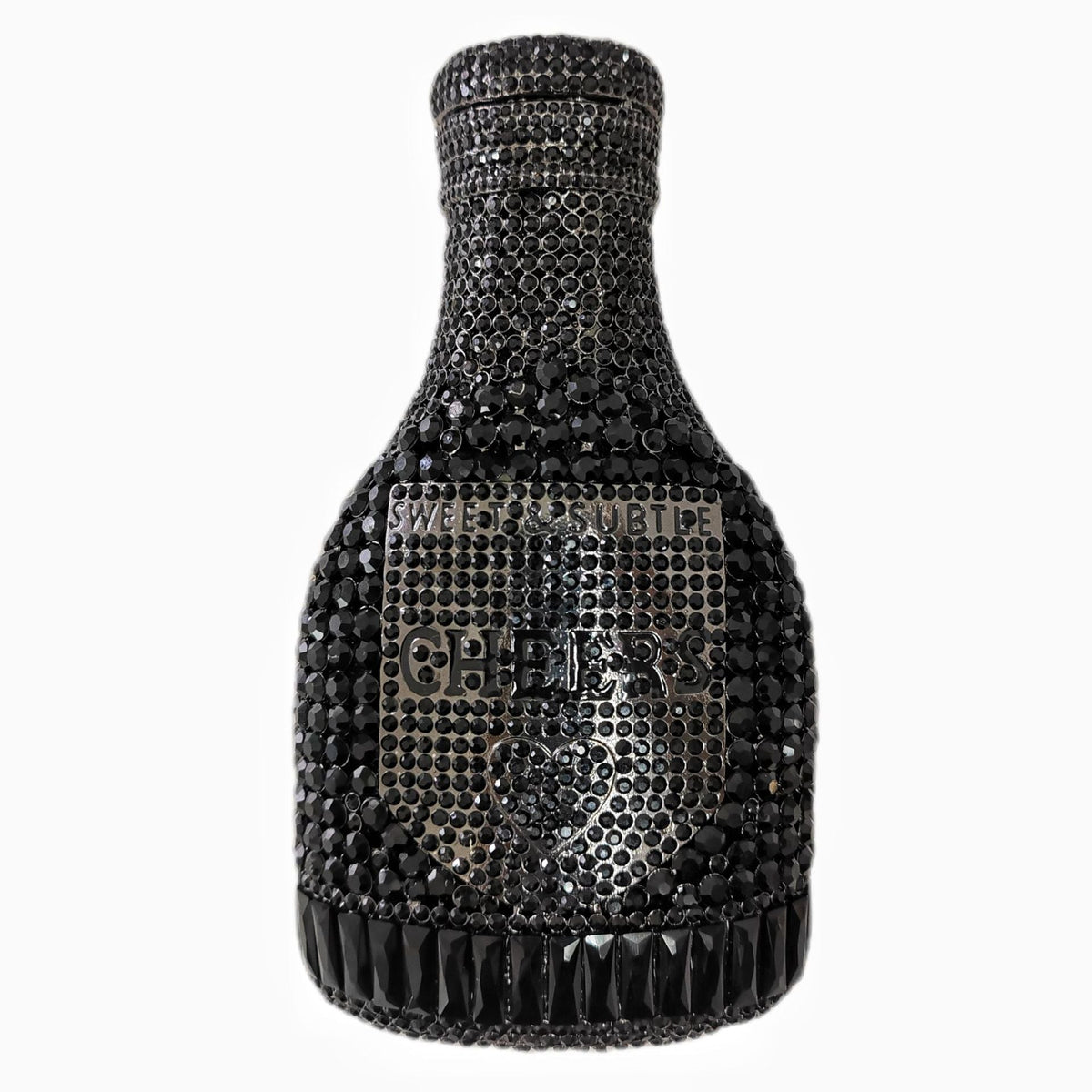 Champagne bottle rhinestone evening clutch women's bag with sparkling crystal embellishments