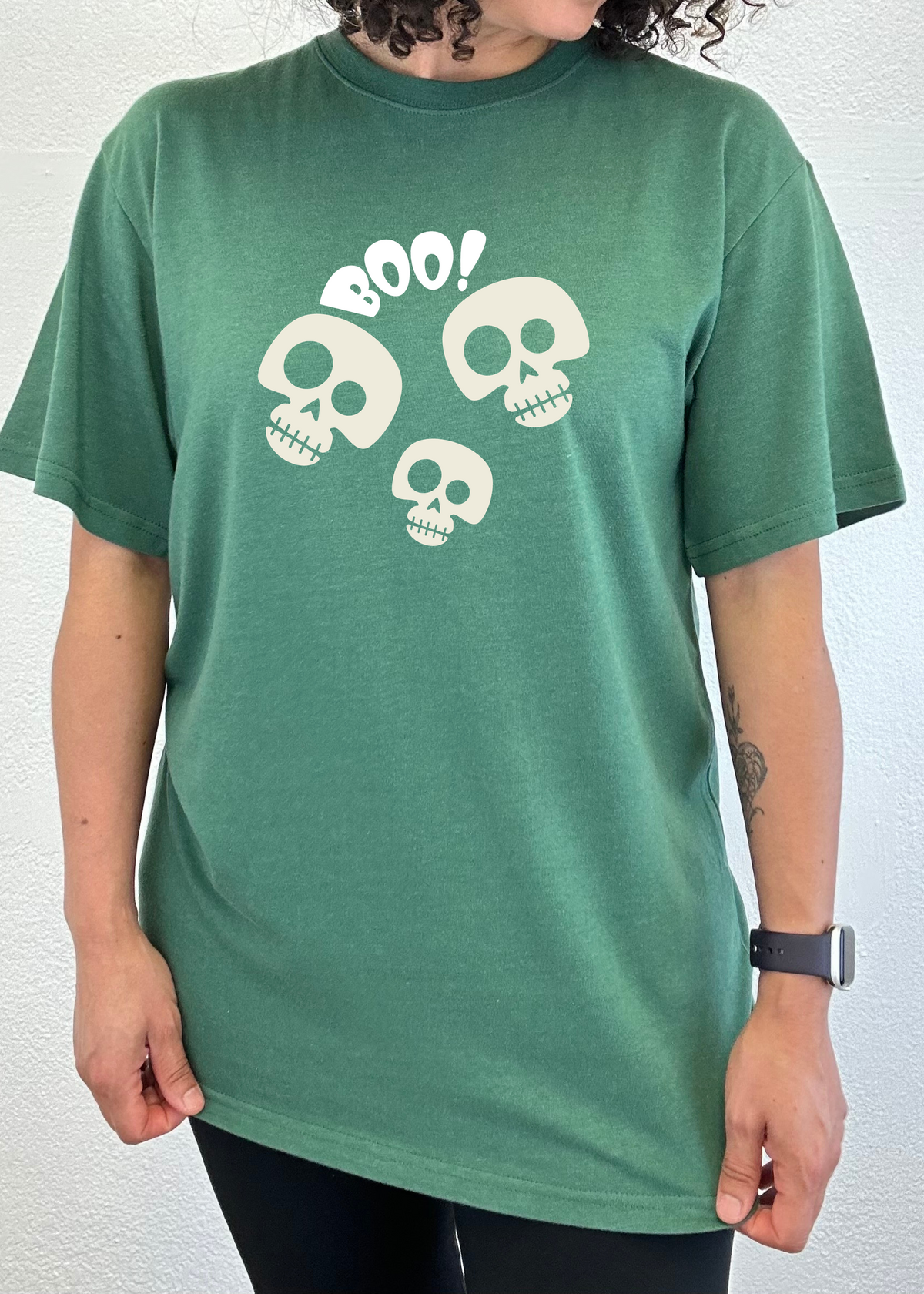 Men's Halloween Boo graphic T-shirt by Spun Bamboo, unisex short sleeve shirt made from bamboo viscose and organic cotton.