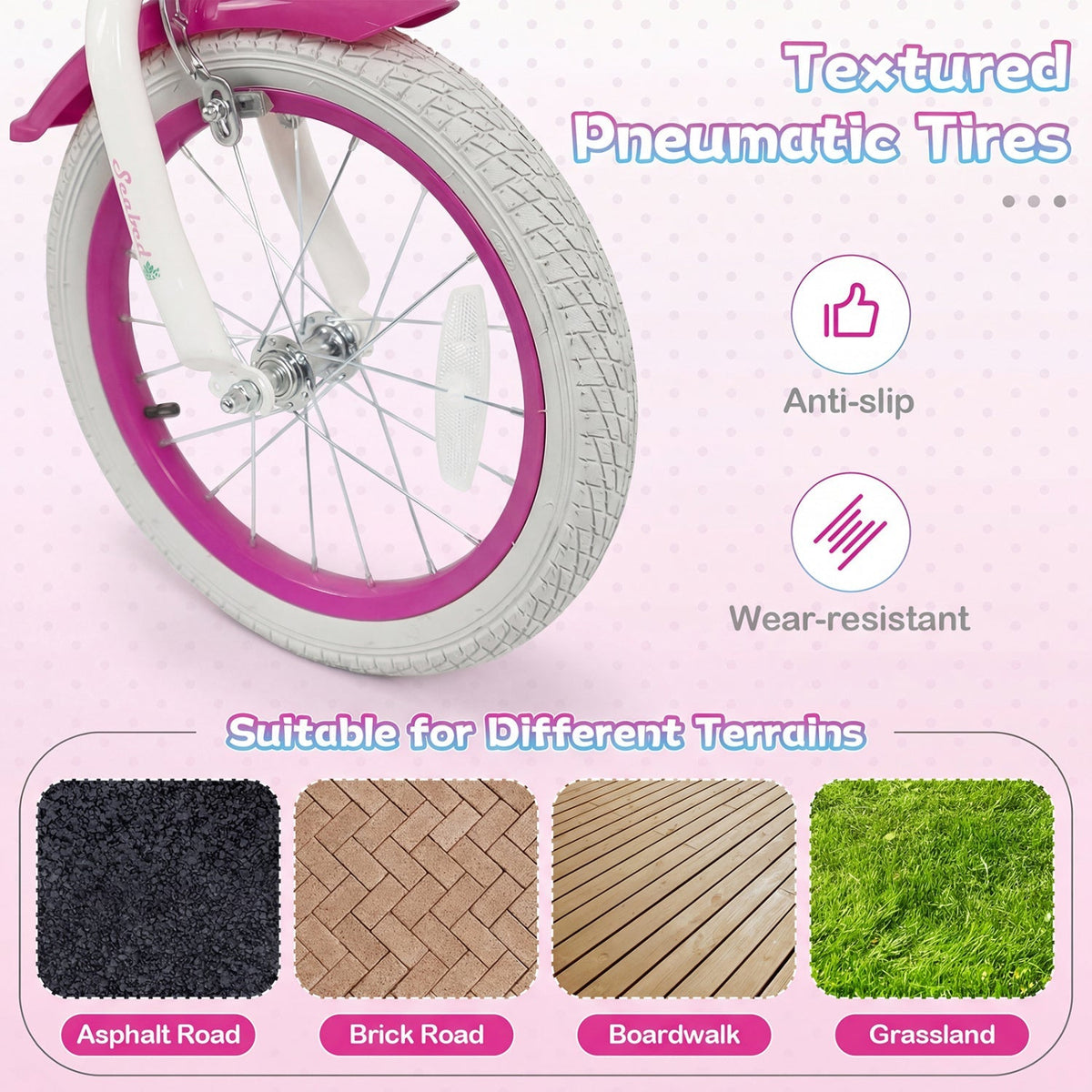 Kids' 18-inch GBruno Store bike with training wheels and basket, in rose red, suitable for young children learning to ride.