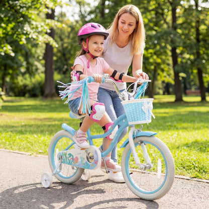 Kids bike by GBruno Store with 16-inch wheels, training wheels, and a front basket, perfect for young children learning to ride.