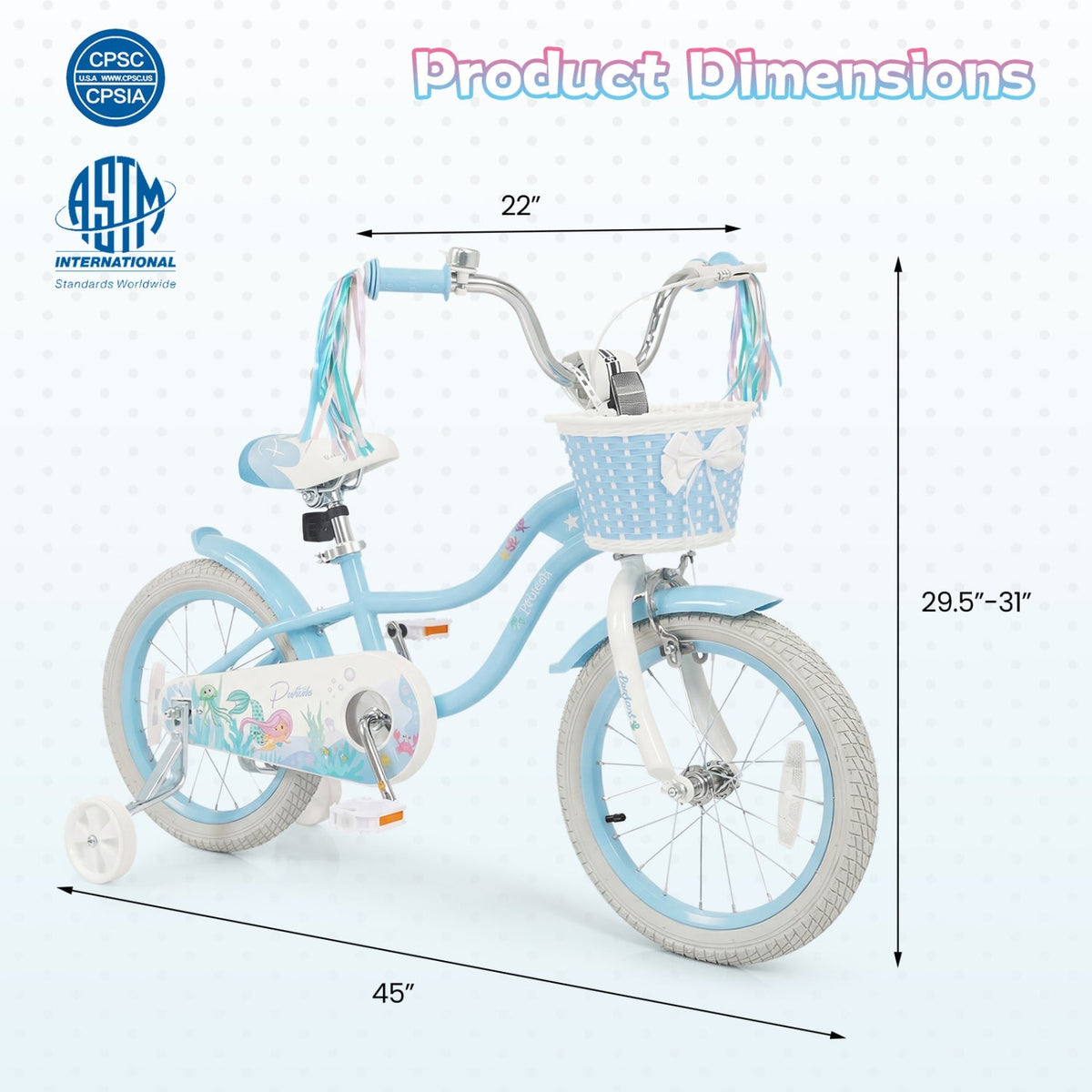 Kids bike with 12-20 inch wheels, training wheels, and a front basket, designed for children from GBruno Store.