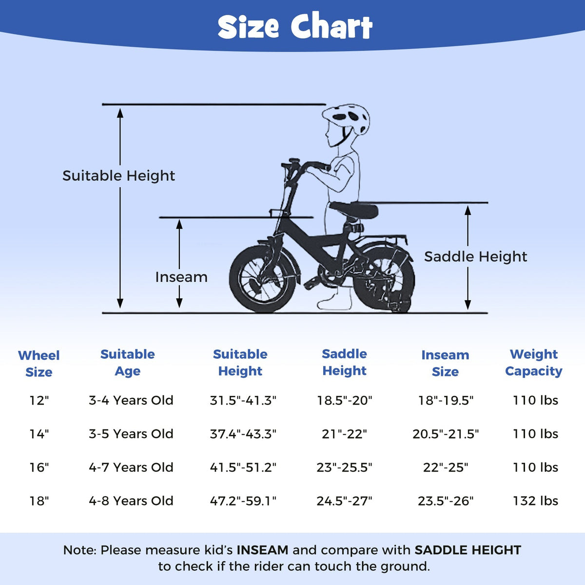 Kids 14-inch navy bike with removable training wheels, featuring a sturdy frame and colorful design for young riders.