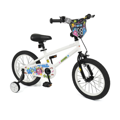 White kids bike with training wheels for 12-18 inch wheels, suitable for young children, by GBruno Store.