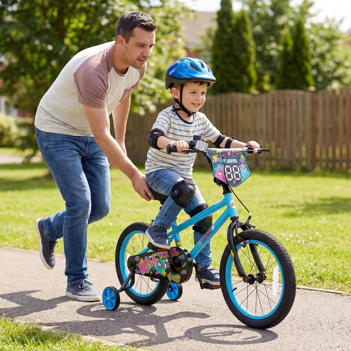 Kids bike with 16-inch wheels and training wheels, suitable for children aged 4 to 7, by GBruno Store.