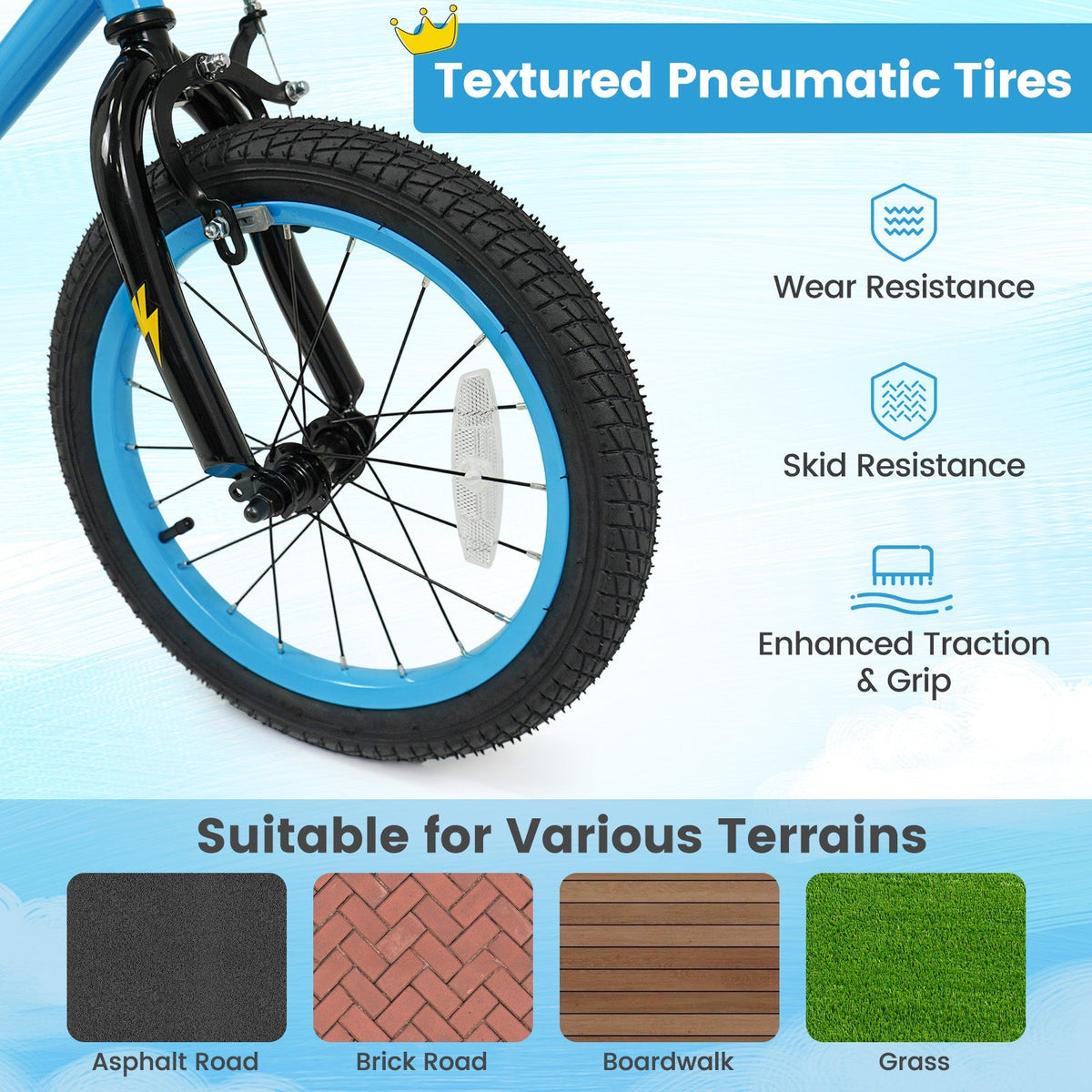 16-inch kids bike with training wheels for ages 4-7, featuring a colorful frame and comfortable seat for young children.