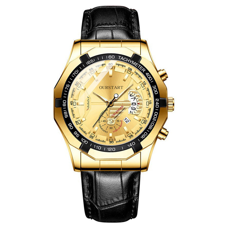 Non-mechanical calendar business watch for men with classic dial design