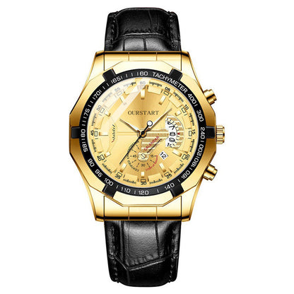 Non-mechanical calendar business watch for men with classic dial design