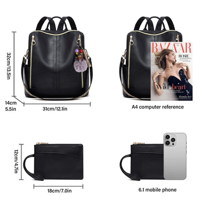 Springsummer Korean-style casual soft-leather women's backpack in a minimalist design