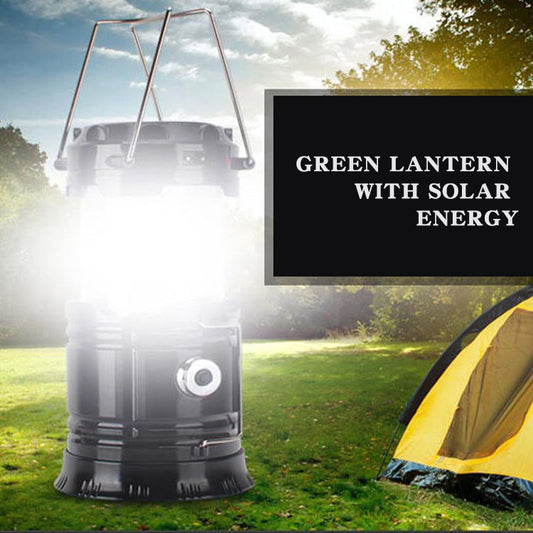 Solar charging multifunctional telescopic camping lantern for outdoor tent lighting