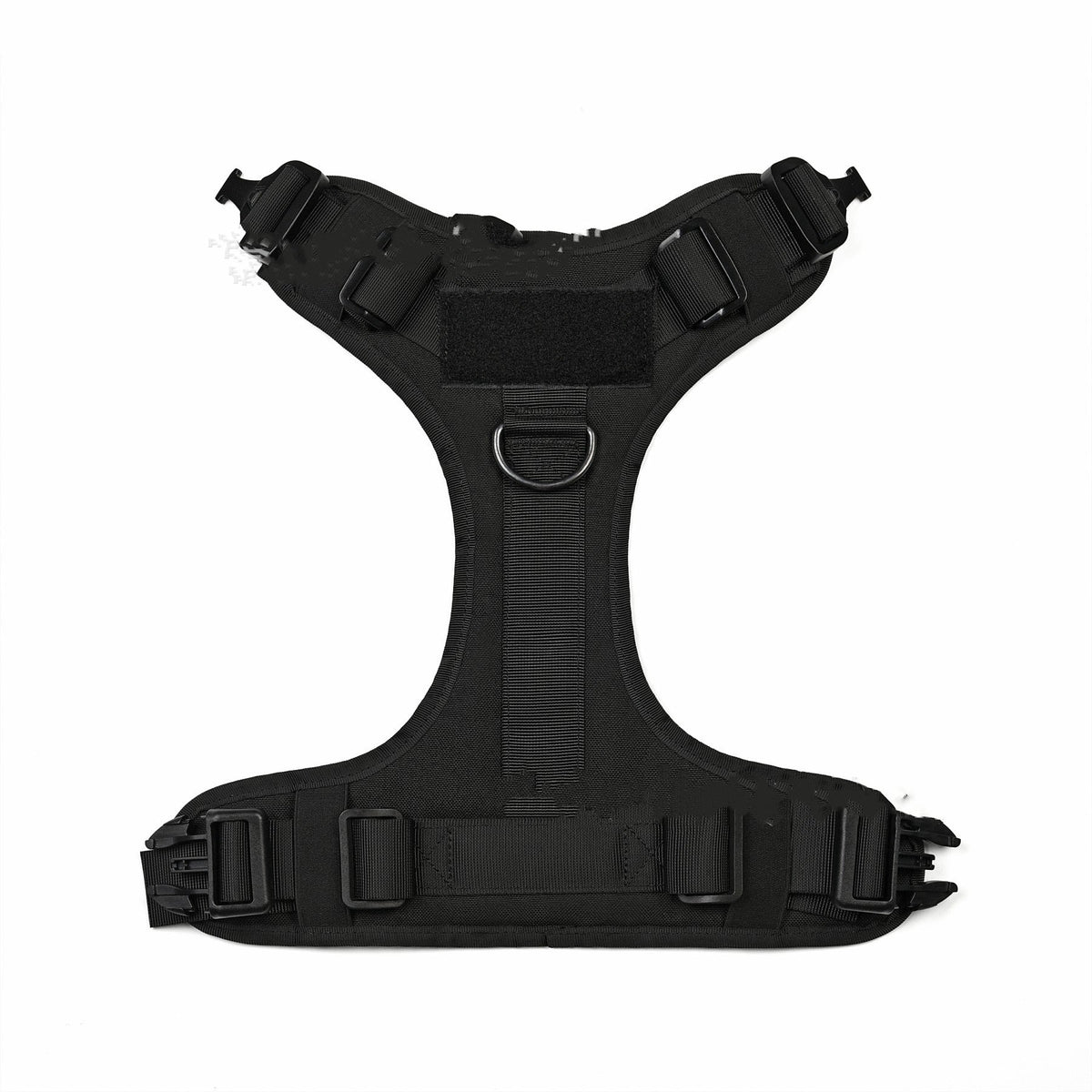 Nylon tactical portable pet vest in black, adjustable design with secure straps and durable mesh panels