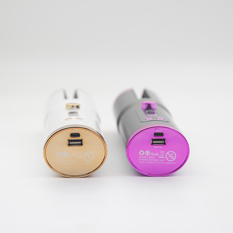 Wireless automatic curler with USB charging, portable design and curling barrel visible