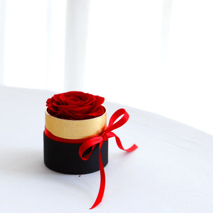 Preserved eternal roses in a gift box, real rose flowers with romantic artificial arrangement for Valentine’s Day
