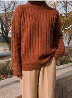 Thicker warm sweater in soft knit fabric, front view be ready.