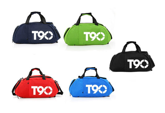 Black fitness sports bag for basketball gear, featuring a spacious duffel design and durable handles