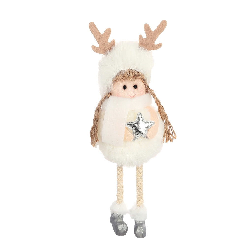 Christmas plush angel decorations in soft fabric with festive details and wings