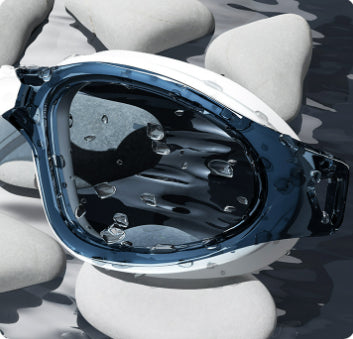 HD fog waterproof large frame swimming glasses in black with clear anti-fog lenses