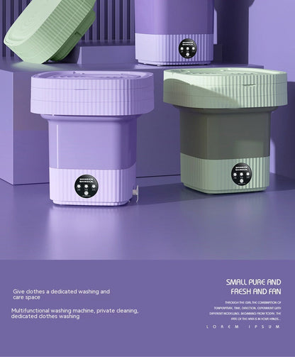 Plastic folding automatic washing machine for underwear, socks, baby and pet clothes in compact dormitory design