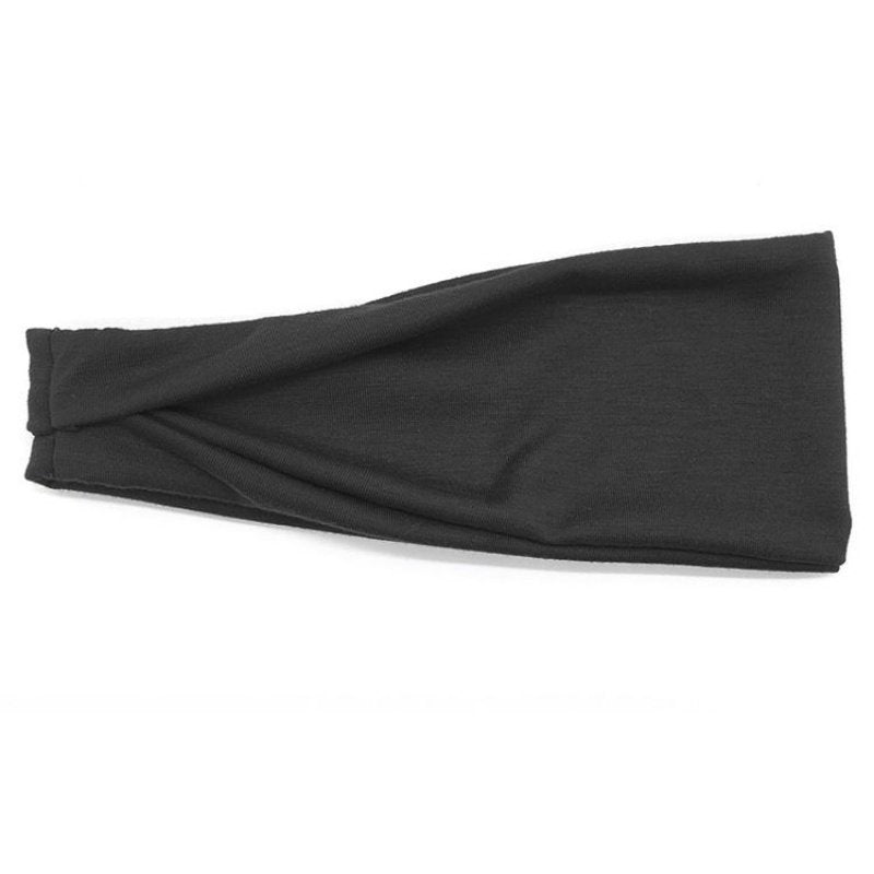 Sports stretch solid color striped running headband, black and white striped design