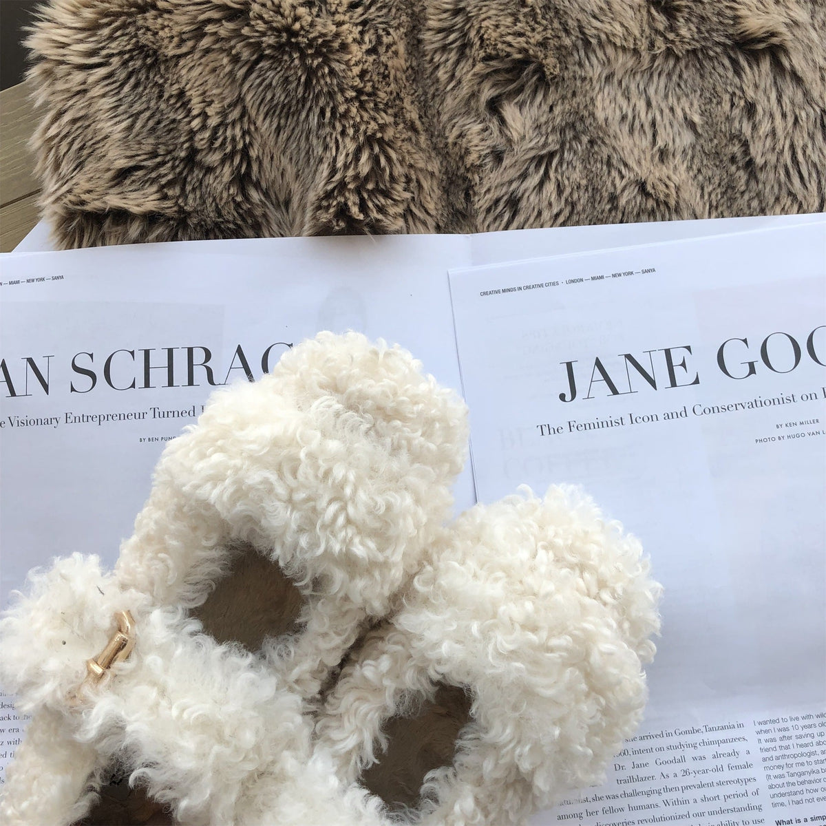 Warm furry shoes in a cozy brown design for cold-weather wear