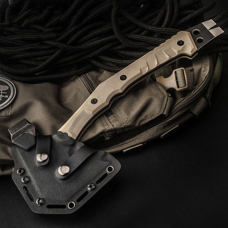 Mercenary Tactics military camping axe with rugged tactical design and wooden handle
